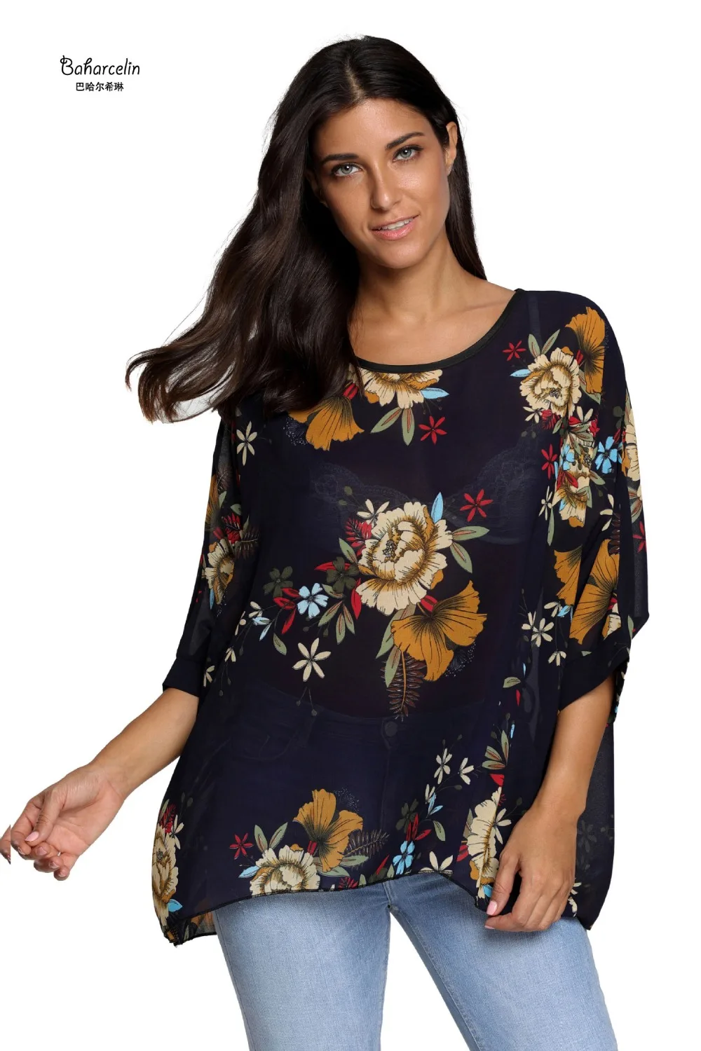 

Baharcelin Plus Size 5XL 6XL Woman Girl Vestidos Summer Blouse Batwing Sleeve Casual Women Blouse Chiffon Top Clothing