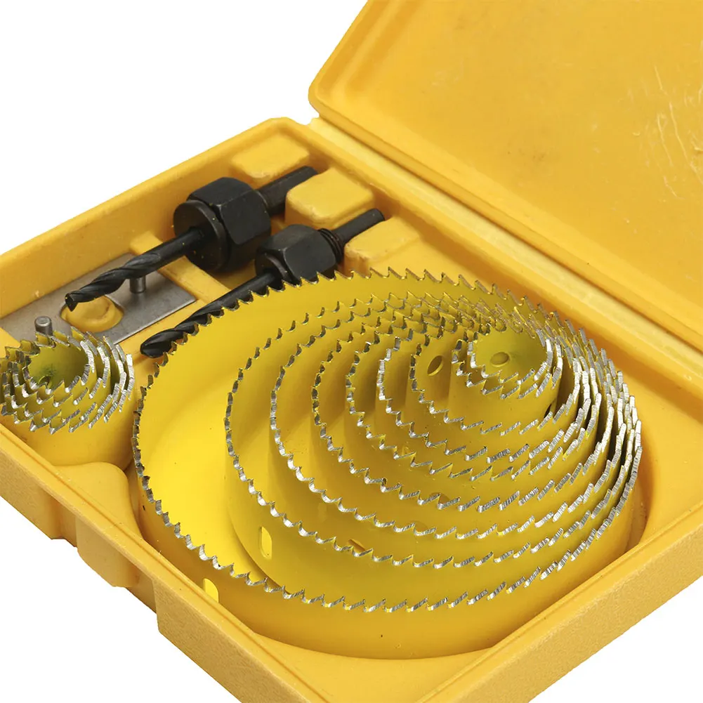 

16Pcs Carbon Steel 13 Hole Saw Kit 19-127mm Wood Working Metal Holesaw Cutting Tool MJJ88