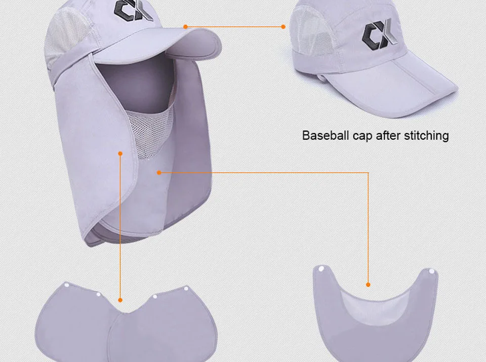 Ходьба Рыба Высокое качество Спорт на открытом воздухе Туризм козырек шляпа УФ Защита лица шеи крышка рыбалка Защита от солнца Кепка