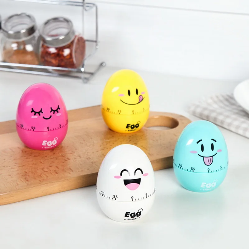 

HIFUAR kitchen timer cute Plastic Cartoon Egg Shape Mechanical Dia Timer Reminder Alarm Clock 60 Min Mechanical Clockwork