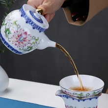 PINNY расписанные вручную синие и белые фарфоровые чайники с тиснением кунг-фу китайский чайник керамический чайный набор винтажный чайник