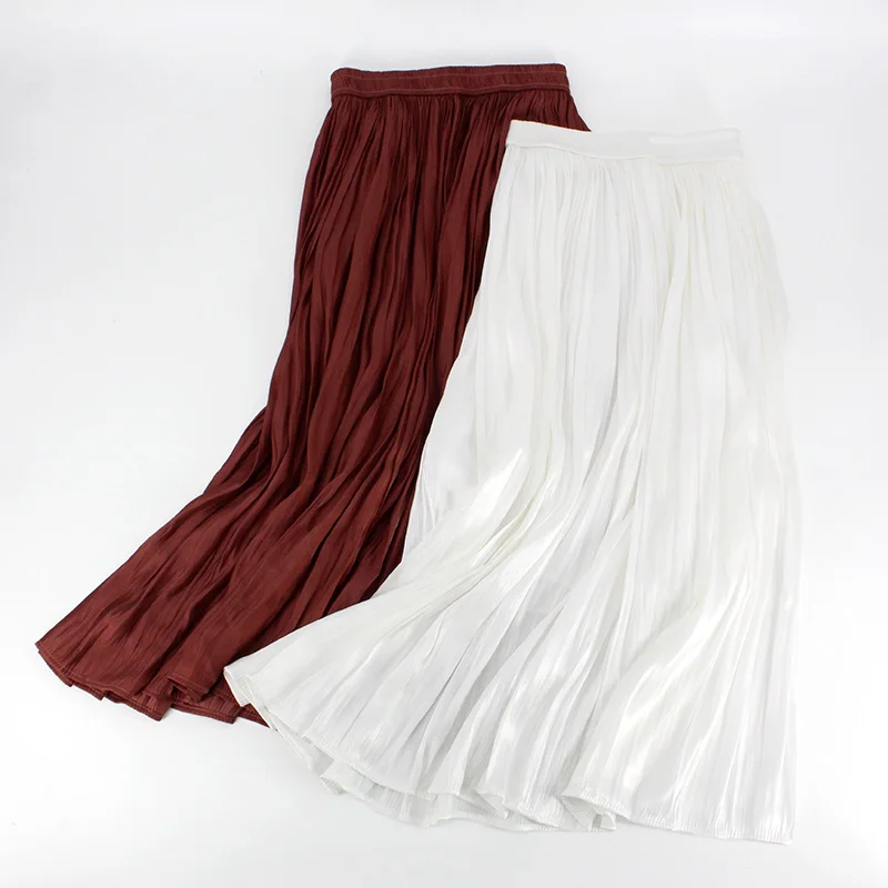 

Faldas Mujer Moda 2019 Pleated Skirts High Waist Elasticity Women's Skirt Plus Size Midi Skirts Saia Long Summer Skirt