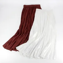 Faldas Mujer Moda, плиссированные юбки, высокая талия, эластичная Женская юбка размера плюс, миди юбки, Saia, Длинная летняя юбка