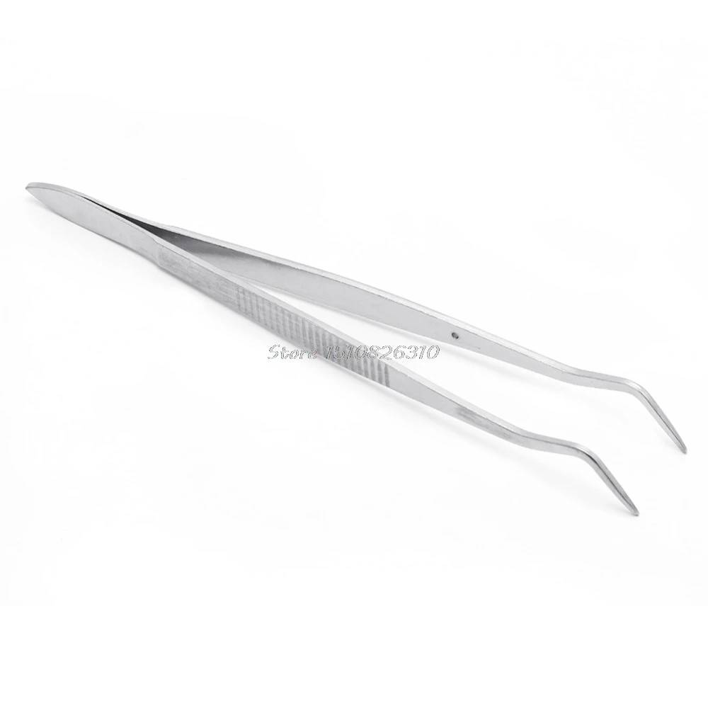 Stainless Steel Tweezers Serrated Curved Dental Surgical Instruments