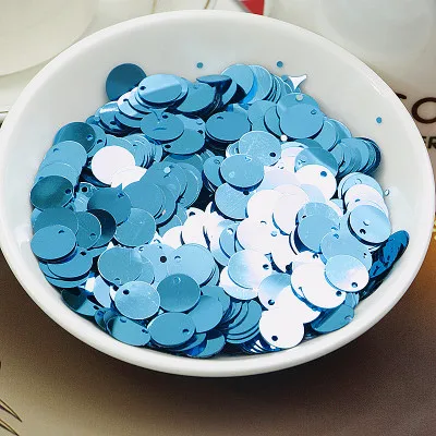 360pcs Large Round Sequins 20mm PVC Flat Paillette Decoration With Side Hole Light Blue | Дом и сад