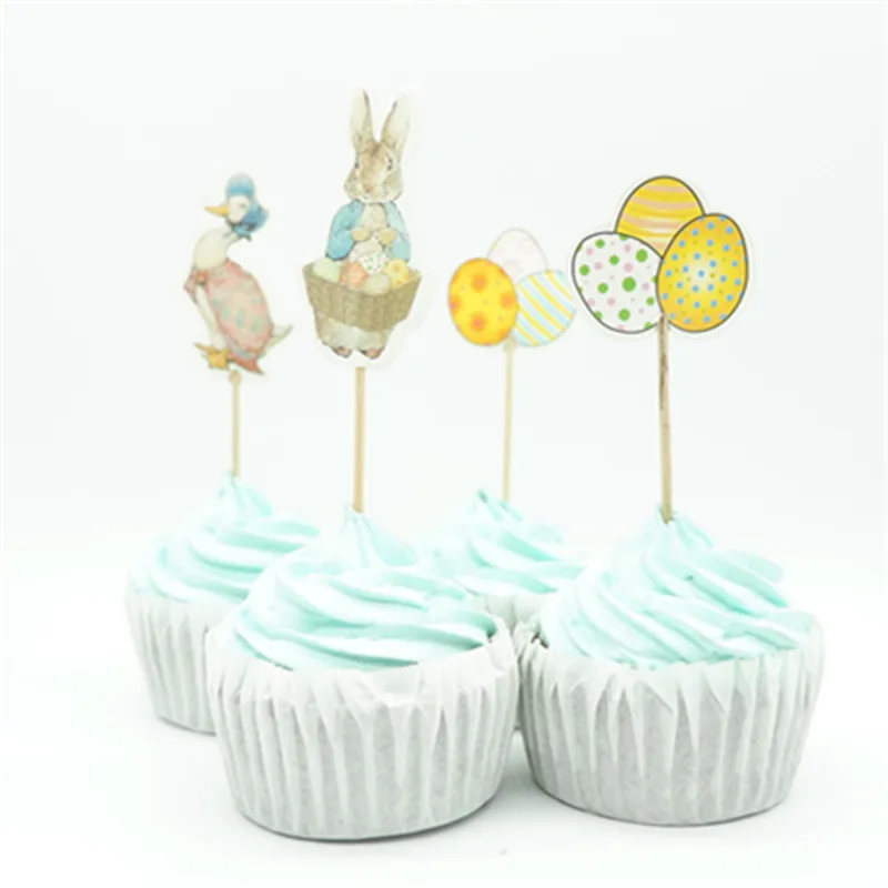 

24pcs/set Rabbit duck Toppers Picks Cupcake Toppers Picks Kid Baby Birthday Party Decorations Evnent Party Favors