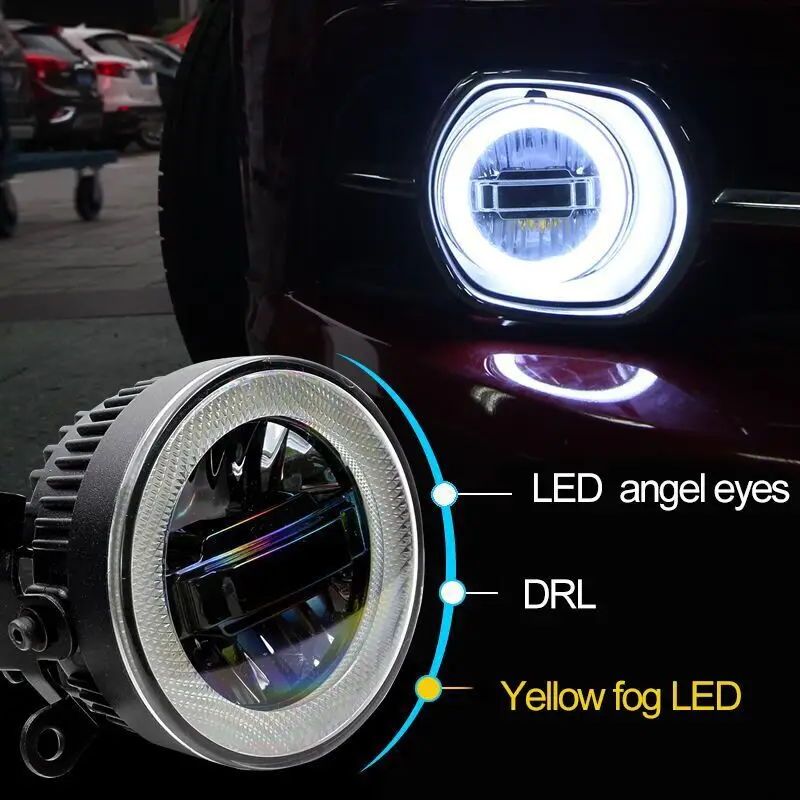 

luckeasy 3in1 Highlight Angel Eyes + LED Daytime Running Light + LED Fog Lamp For Renault Latitude Fluence 2013 2014 2015 drl