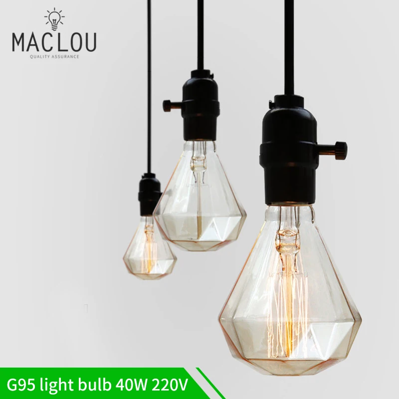 G95 ламп накаливания Lampadina Edison ЛАМПЫ Sospensione E27 40 w Лампада 220 V фиала Винтаж лампочки