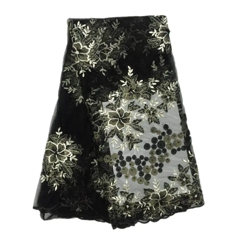 

Embroidery Black Color French Net Lace Fabric Nigeria Tulle Mesh Lace for Making Dressing