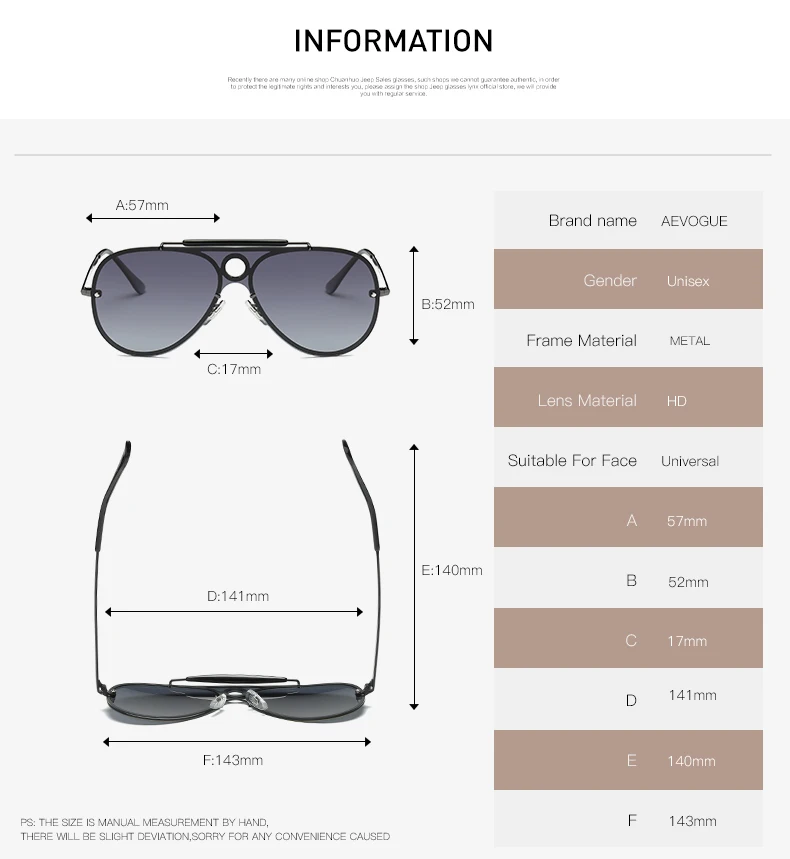 AEVOGUE, поляризационные солнцезащитные очки, мужские, цельные, пилот, негабаритных размеров, солнцезащитные очки, без оправы, металлическая оправа, фирменный дизайн, мужские очки UV400 AE0584