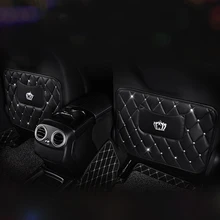Diamond Leather Car Backseat Protection Organizer Black Seat Back Pocket Bag Pads For Auto Interior Seats