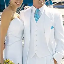 EMS! Новое Прибытие Белый Жених Смокинги Нотч Groomsmen Мужчины Свадебные Костюмы(Куртка+ Брюки+ Галстук+ жилет) traje hombre de novio