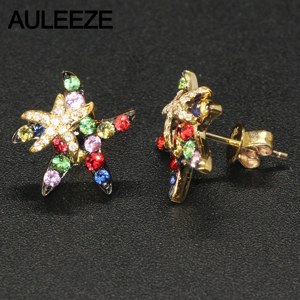 Женские серьги гвоздики из желтого золота 9 карат|earrings earring|earrings lovenatural sapphire earrings |