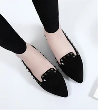 European and American big yards Spring rivet flat shoes pointed shallow mouth suede SUB867