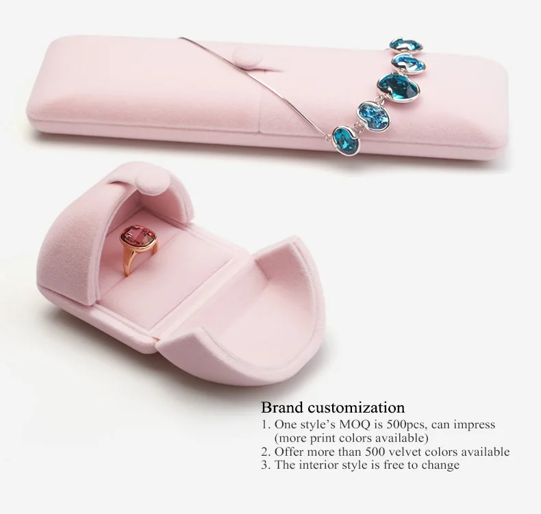 Oirlv Pink Velvet Jewelry Box Necklace Ring Bangle Buckle Box Display Storage Wedding Bride for Trad Showcase (14)