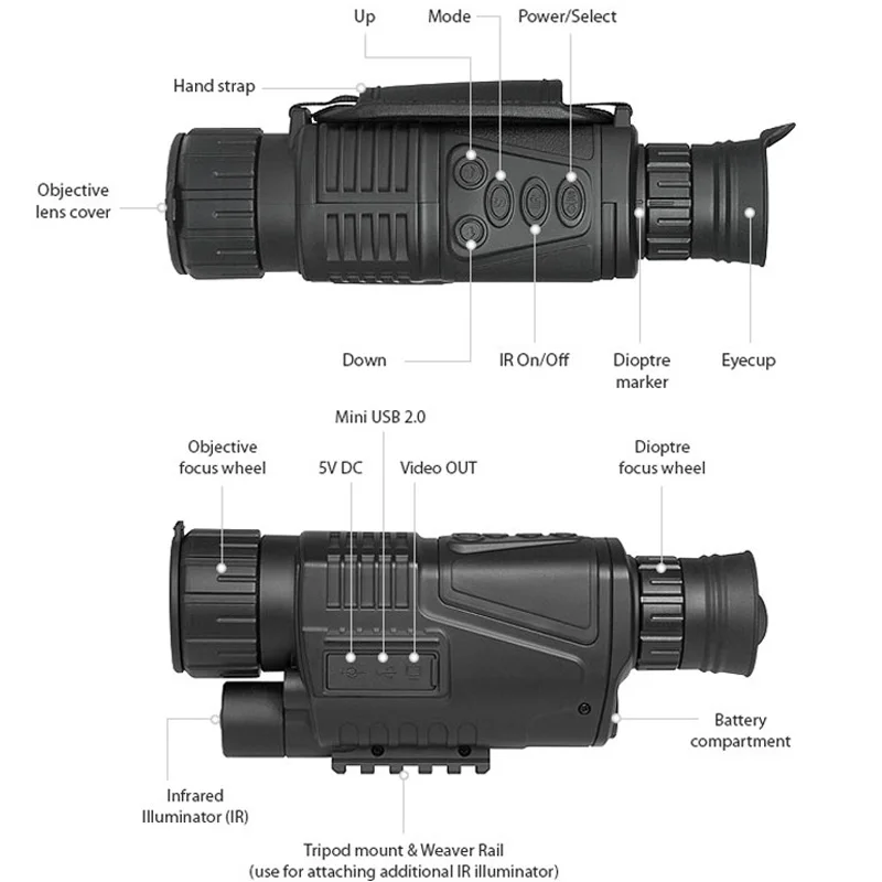 ZIYOUHU 5X Zoom Инфракрасный цифровой ночного видения охотничий прицел монокулярный телескоп камера изображение видео запись день и ночь использование