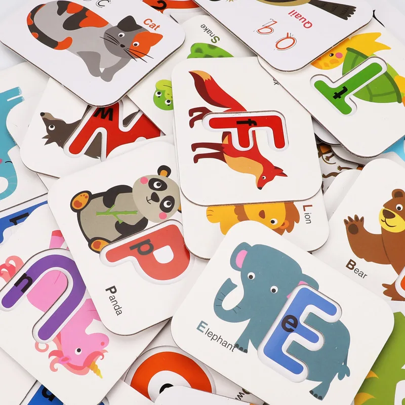 

Baby Card Montessori Baby Learning Kid Toys English Alphabet Letter Word Flash Card Puzzle Match Jigsaw Children Educatioanl Toy