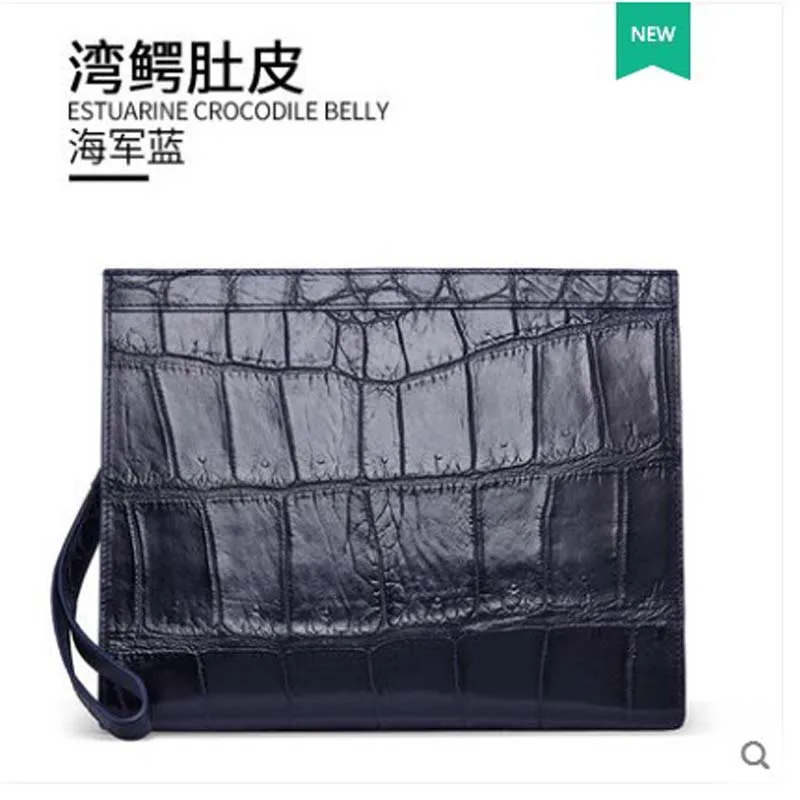 gete 2019 new Imported Crocodile leather wrist business male bag large capacity multi-card 30 bay Crocodile belly bag  clutches
