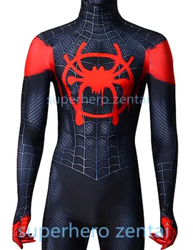 

Black Red Spiderman Costume 3D Print NEW Anime Miles Morales Spider-man Cosplay Zentai Bodysuit Adult/Kids/Custom Free Shipping
