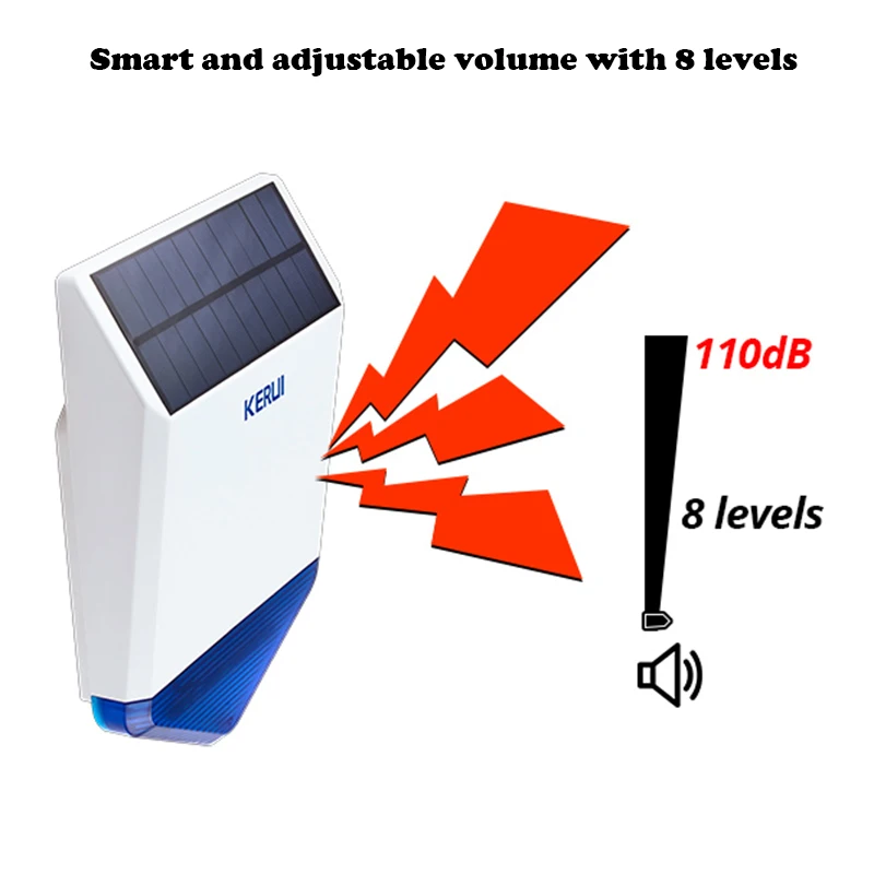 KERUI nuevo Flash inalámbrico estroboscópico al aire libre sirena a prueba de agua Alarma inalámbrica GSM sistema de Alarma de seguridad para el hogar carga de energía - 2