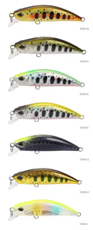 TSURINOYA DW63 7pcs 50mm 5g Sinking Minnow Hard bait Fishing Lures Mini Minnow Treble hook Artificial bait - Color: BCEFGHI DW63