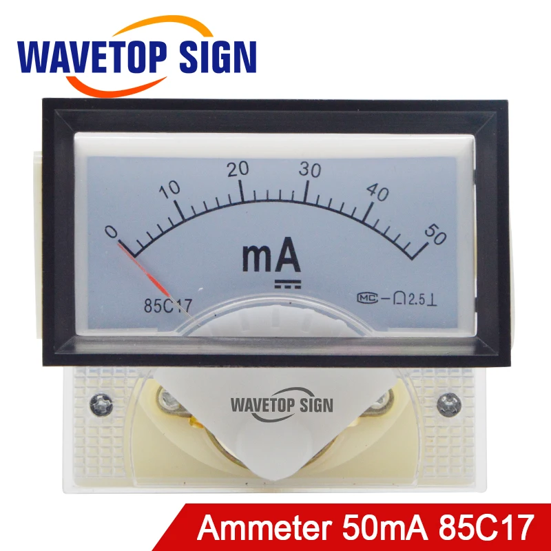 DC 50mA Амперметр измерительный прибор 85C17 DC 0-50mA аналоговая AMP Панель измеритель тока для CO2 станок для лазерной резки и лазерной гравировки машина для CO2 лазерная трубка