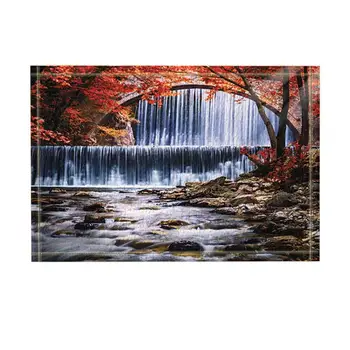 

Bed and Bathroom Carpet Kitchen Mats For Floor Mat Autumn Scenery Decor, Waterfalls Rock in Forest Bath Rugs, Non-Slip Doormat