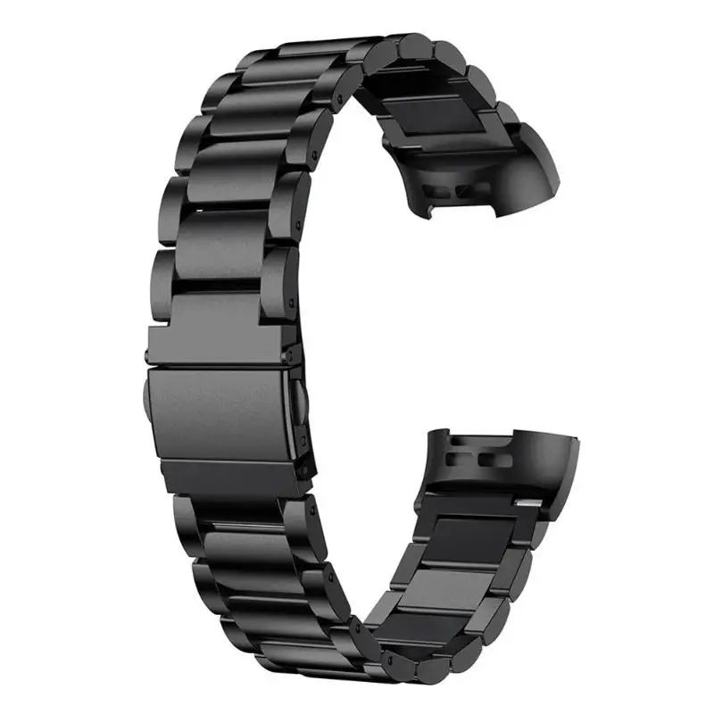 3 бусины из нержавеющей стали ремешок для часов Ремешок+ разъем для Fitbit Charge 3 - Color: Black