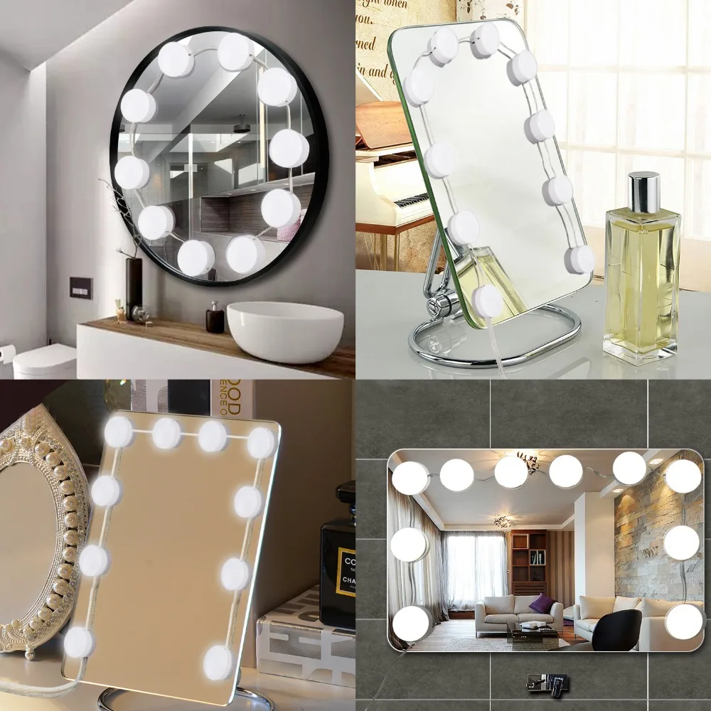 

10pcs LED Bulbs Makeup Cosmetic Mirror Light Kit with Touch Dimmable Lighted Bulb LED Bulbs Sets Adjustable Brightness