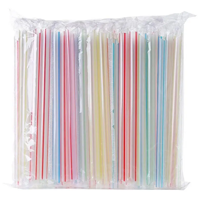 150PCS Drinking Straws EXTRA WIDE Fat 8 1/2" Striped Buddha Bubbles