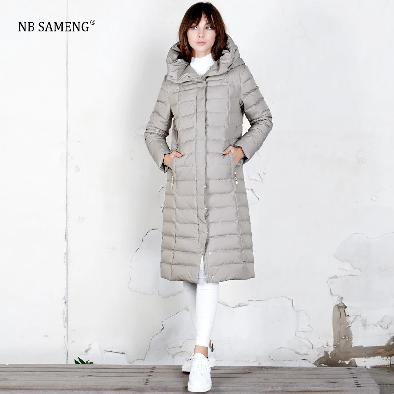 

2017 New Long Paragraph Fashion Novel Version Of The Down Jacket For Women White Duck Down Thickening Coat