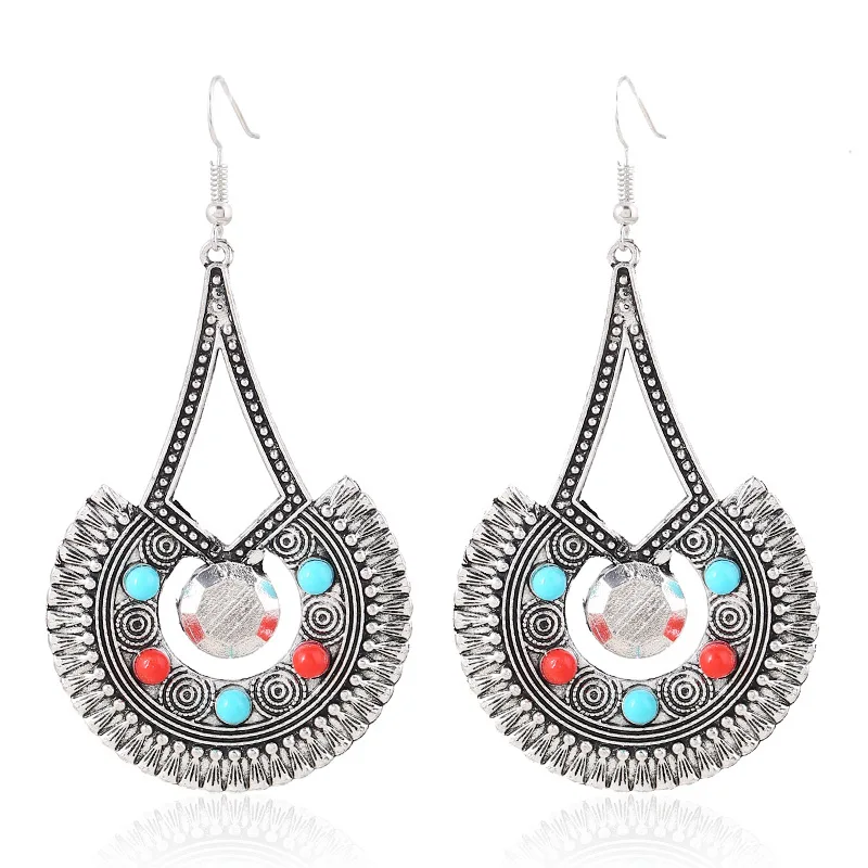 

Ethnic Indian Jhumka Earring Women Antique Gold Silver Color Egypt Drop Earring Retro Vintage Boho Africa Beads Ancient Jewelry