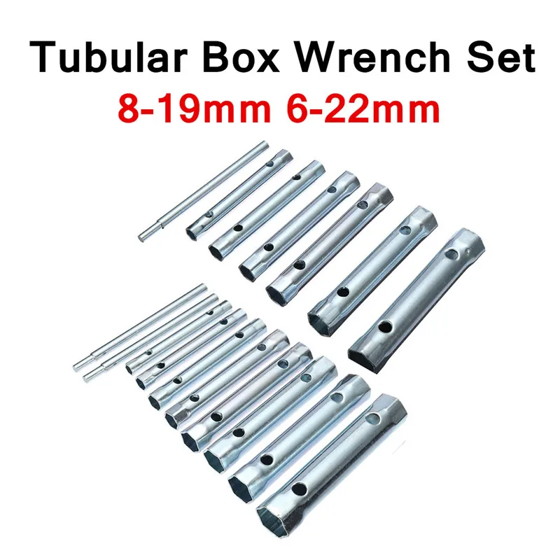 Metric Box Spanner Wrench Tubular Torque Bar Set Plug Sockets 8pc 6-22mm 