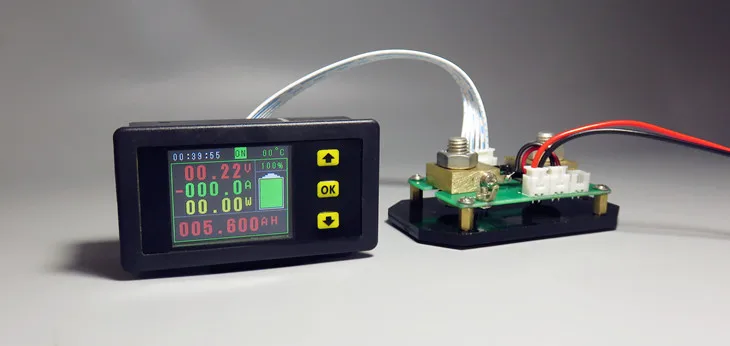 Цветной ЖК-дисплей батарея кулонов счетчик постоянного тока Напряжение, ампер, ватт, емкость, энергии W AH метр 78*42*26 мм Многофункциональный измеритель