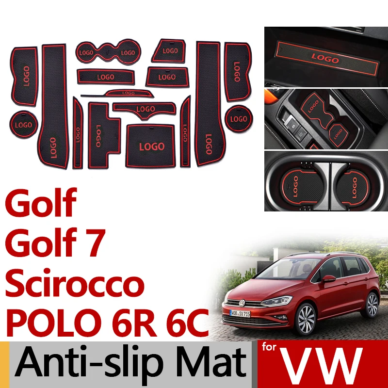 

Anti-Slip Rubber Gate Slot Cup Mat for VW Golf 7 MK7 Polo 6R 6C Scirocco Sportsvan SV Volkswagen Accessories Stickers 2015 2016