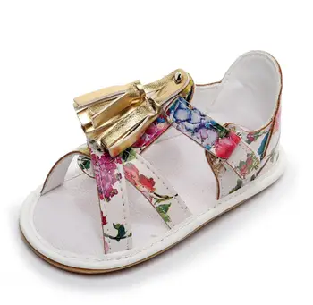 

2020 new summer baby moccasins hard sole baby girls boys shoes gold tassel PU toddler floral style party shoes for 0-24M