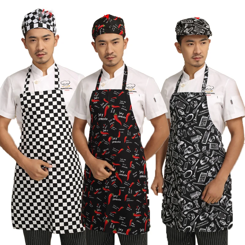 Fashion Kitchen Cooking Chef Apron Cotton Home Restaurant Work Apron For Adult Woman And Man