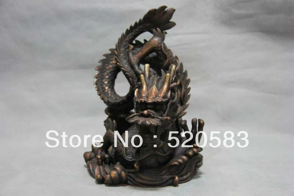 

free China Pure Copper Bronze Feng Shui Zodiac Lucky Auspicious Spiral Dragon Statue fast