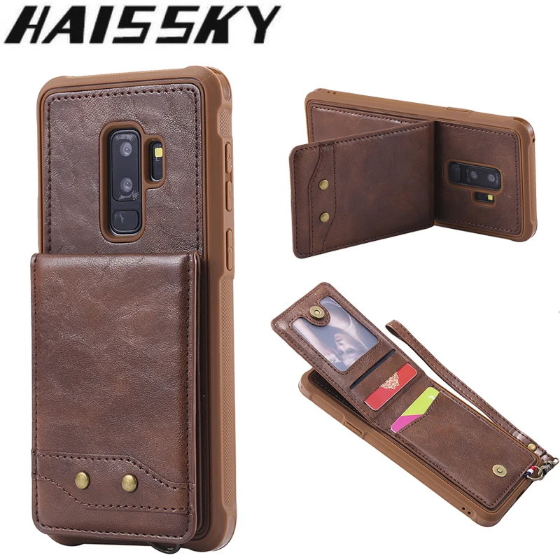 

Haissky Retro Flip Leather Phone Case For Samsung Galaxy S9 S8 Plus Card Holders Stands Cover For Samsung S8 S9 Plus Wallet Case