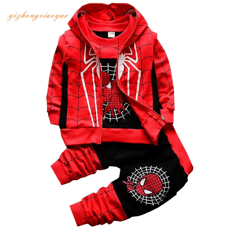 New Spiderman Baby Boys Clothing Sets Cotton Sport Suit For Clothes Spring Spider Man Costumes KIds Three piece set | Детская одежда и