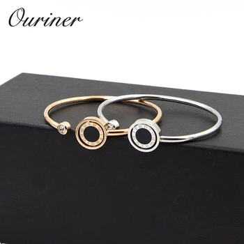 

Luxury Brand Love Jewelry Roman Numeral Turnable Bracelet Bangle For Women Black/White Shell Jewelry Two-Side Cuff Bangle K0058