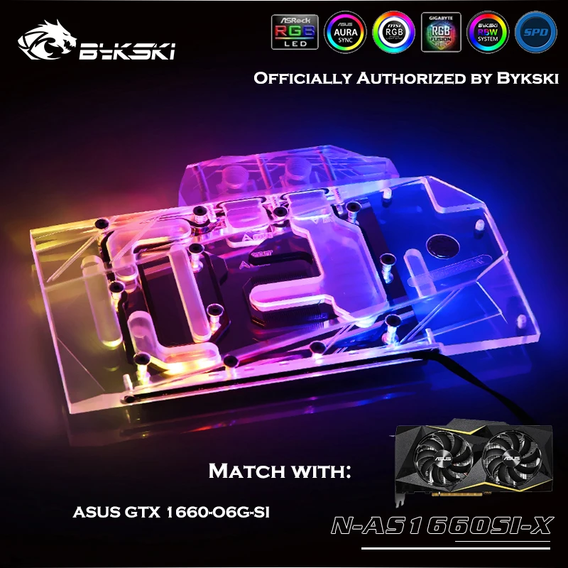 #Special Offers Bykski N-AS1660SI-X Full Coverage GPU Water Block For VGA ASUS ASUS GTX 1660-O6G-SI Graphics Card Cooler Heatsink
