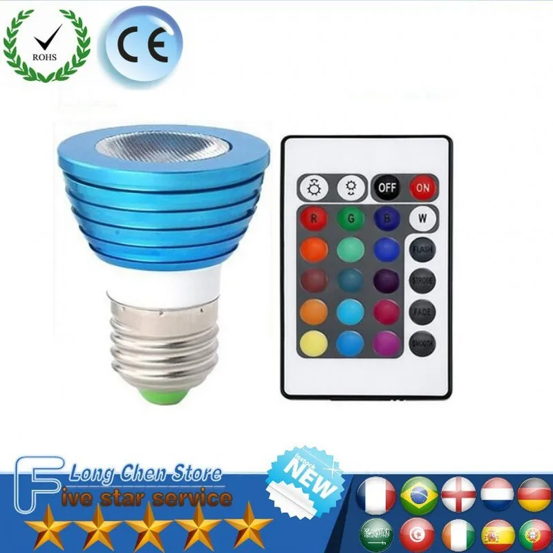 

LED Bulb RGB 9W RGB LED Bulb lighting AC85-265V/220V E27 B22 GU10 E14 MR16 12V Color Changeable LED Lamp with IR remote control