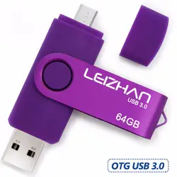 LEIZHAN USB 3,0 Android OTG USB флешка 64 ГБ накопитель 32 ГБ usb stick 16 ГБ флешки 32 ГБ карты памяти USB флэш-накопитель