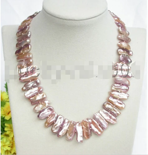 

FREE SHIPPING stylish NEW AAA 24mm baroque tooth purple BIWA pearls necklace 18" e1363
