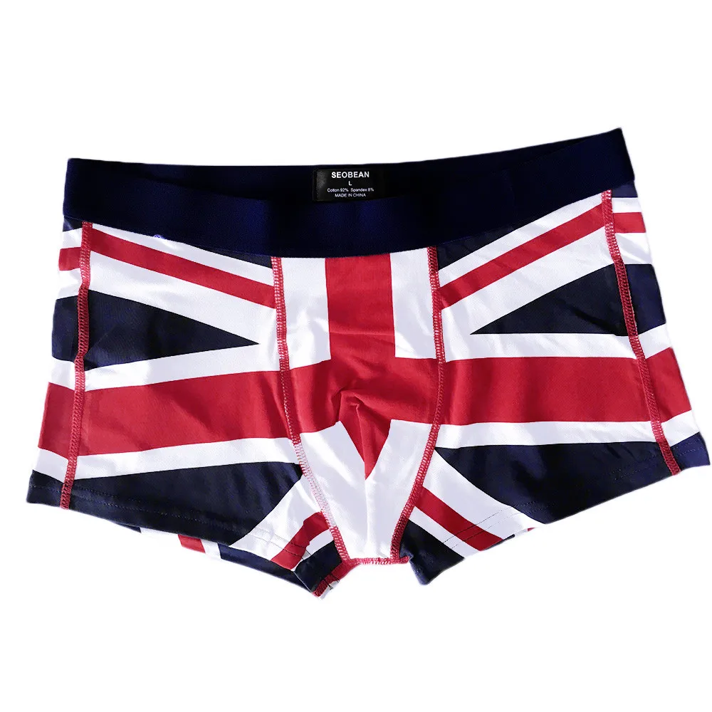 Мужские брендовые сексуальные хлопковые мягкие дышащие трусы-боксеры с флагом Великобритании, нижнее белье, мужское нижнее белье, мужские трусы-боксеры
