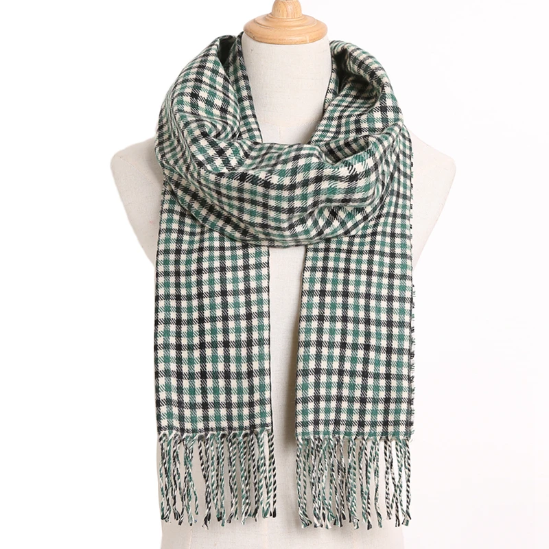 [VIANOSI] клетчатый зимний шарф женский тёплый платок одноцветные шарфы модные шарфы на каждый день кашемировые шарфы - Цвет: 01