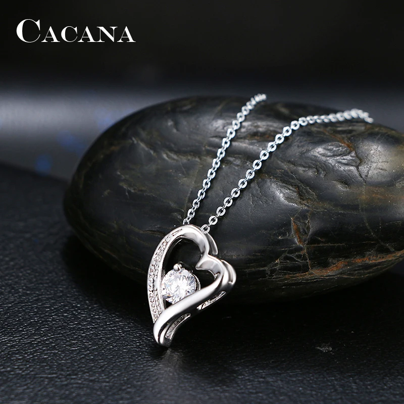 CACANA Pendant Necklaces For Women Trendy Lovely Heart Fashion Design Metal Link Chain Long Necklace Hot Wholesale N83