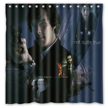 

[180*180cm]Custom Sherlock Polyester Bathroom Shower Curtain Waterproof Fabric Bath Decorative Curtain with Hooks
