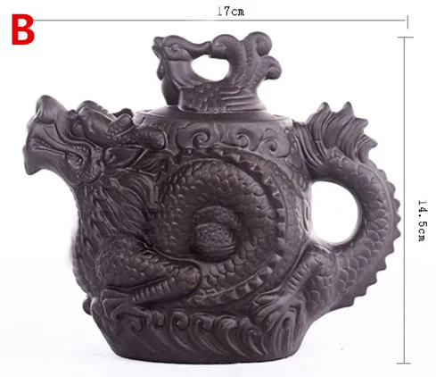 CJ255 керамический чайник, традиционный китайский чайный горшок, чайник с драконом и Фениксом, Премиум чайный заварочный набор из фиолетовой глины - Цвет: B Big
